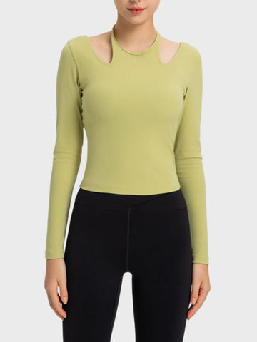 Halter Neck Long Sleeve Sporty Top