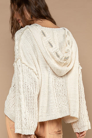 Knit Hooded Chenille Sweater