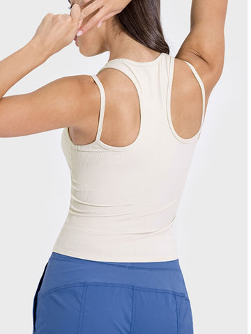 Cutout Round Neck Racerback Active Tank