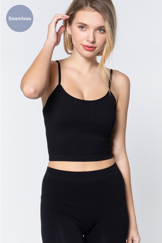 Round Neck Crop Rib Seamless Cami