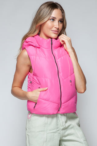 Zip Up Quilted Hooded Vest