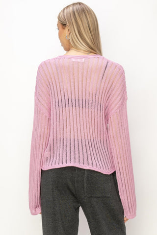 Ribbed Long Sleeve Knit Top