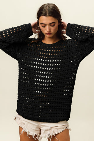 Round Neck Openwork Knit Cover Up