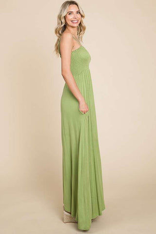 Culture Code Full Size Smocked Cami Maxi Dress with Pockets