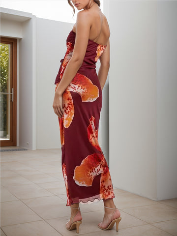 Printed Tube Sleeveless Maxi Dress